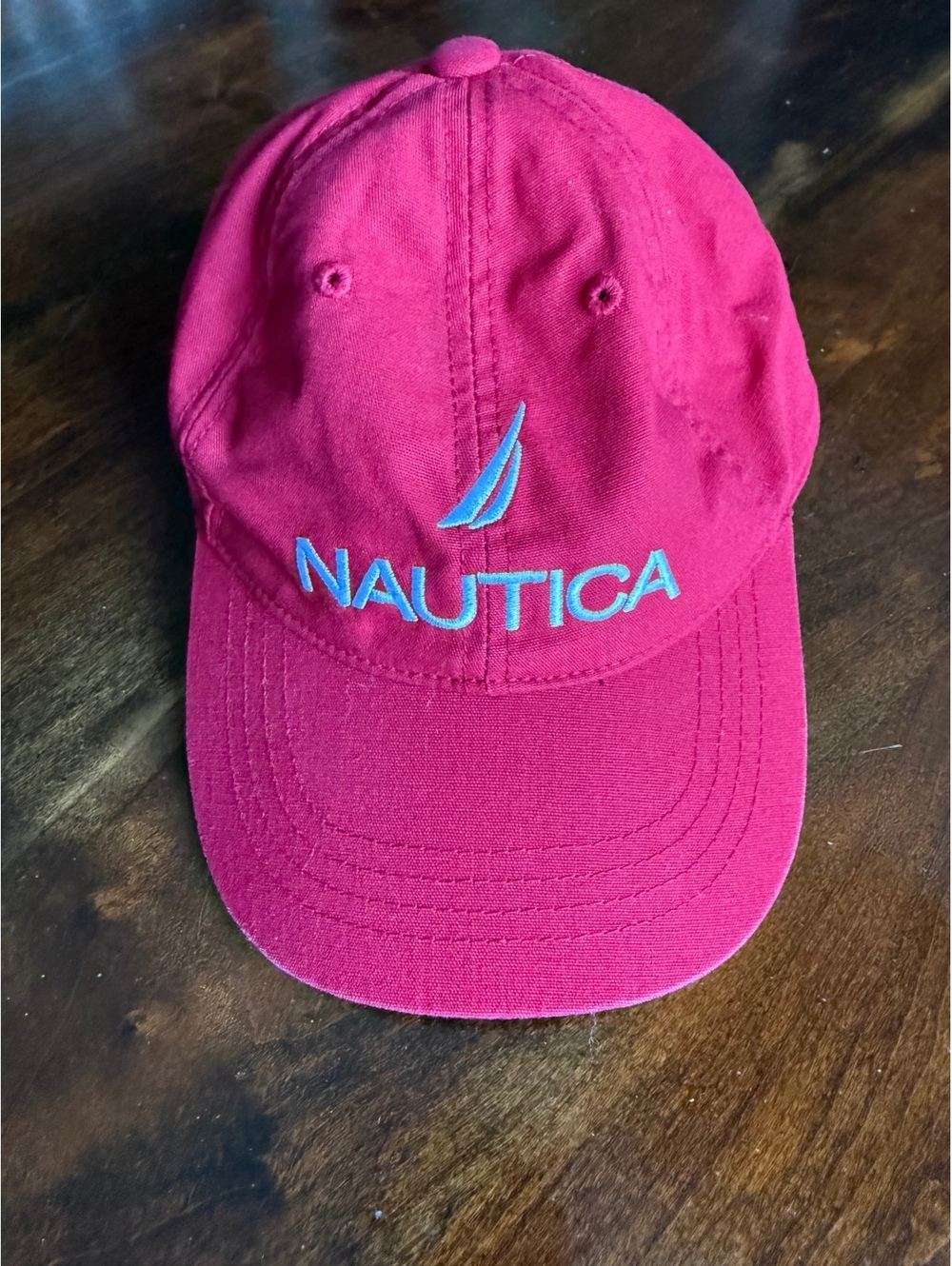 Nautica Red Adjustable Baseball Cap with Logo Embroidery